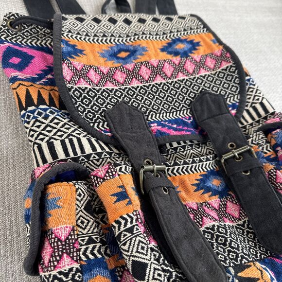 Colorful Southwestern Baja Backpack Beach Purse Hippie Boho Serape Medium Bag - Picture 2 of 9